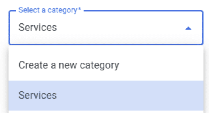 An example of how to add product categories in GBP 
